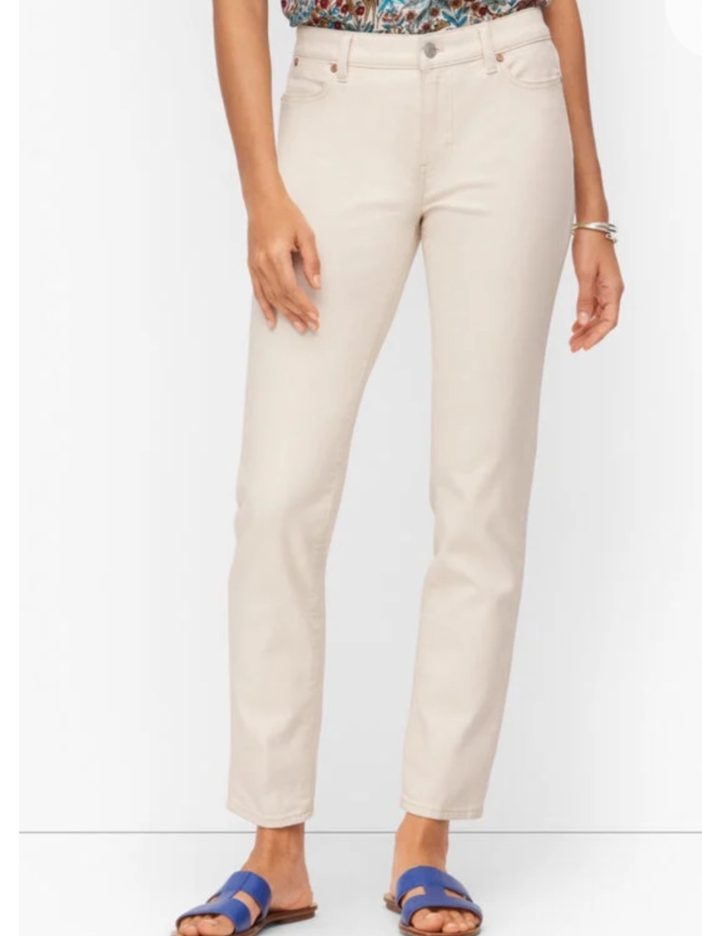 Talbots Slim Ankle Petite Jeans in Cream  - Size 4P